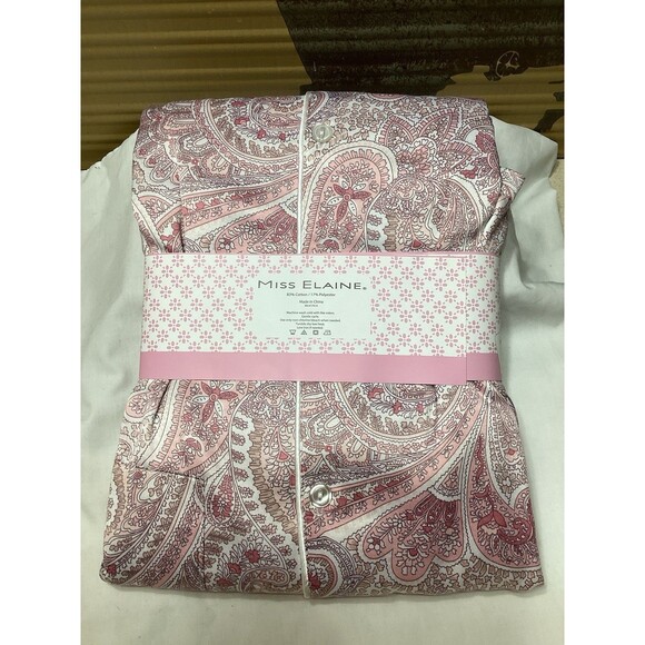 MISS ELAINE Size Medium Pajama PJ Set Pink Button Down L/S Polyester Blend NWT - Picture 7 of 10